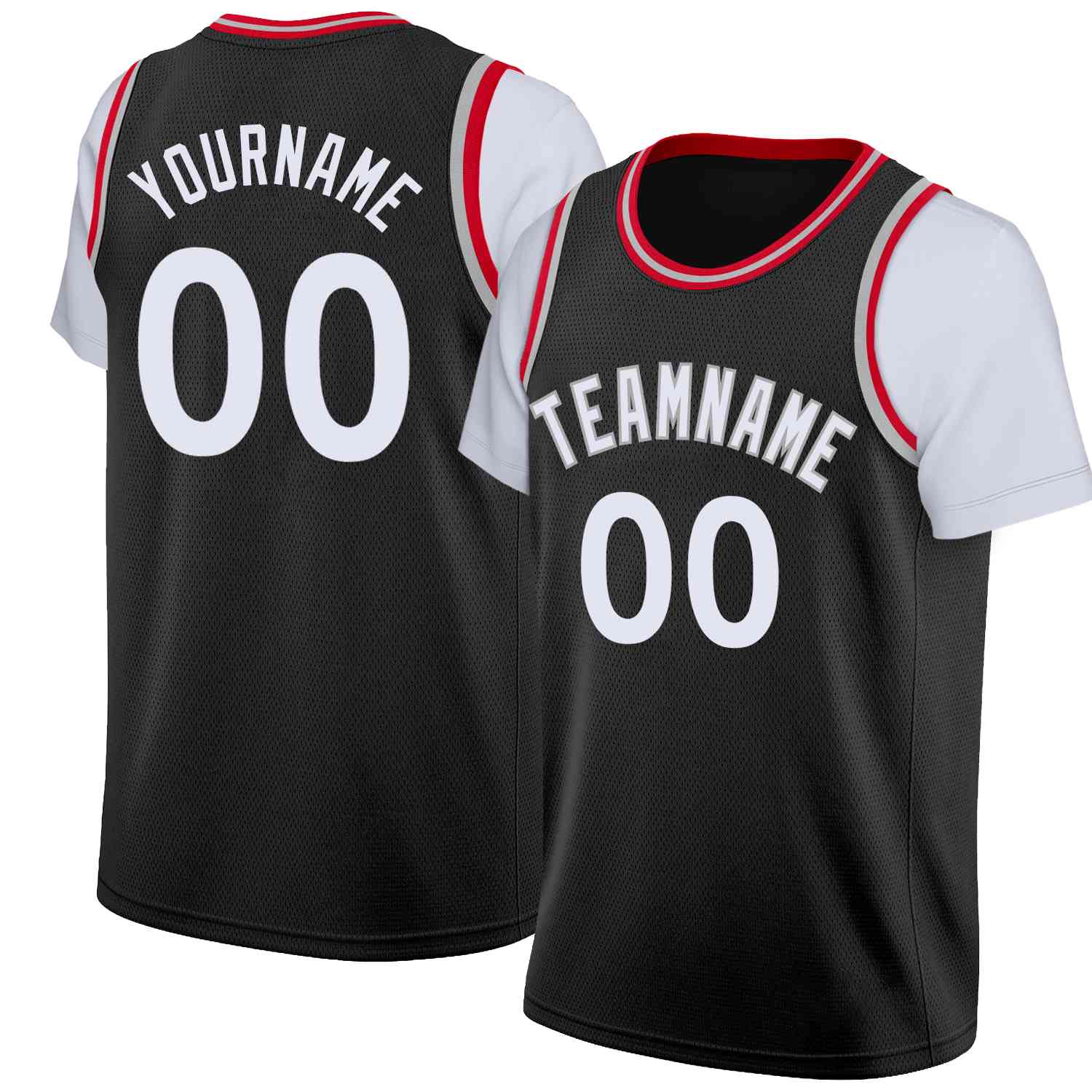 Custom Black White-Gray Classic Tops Casual Fake Sleeve Basketball Jersey