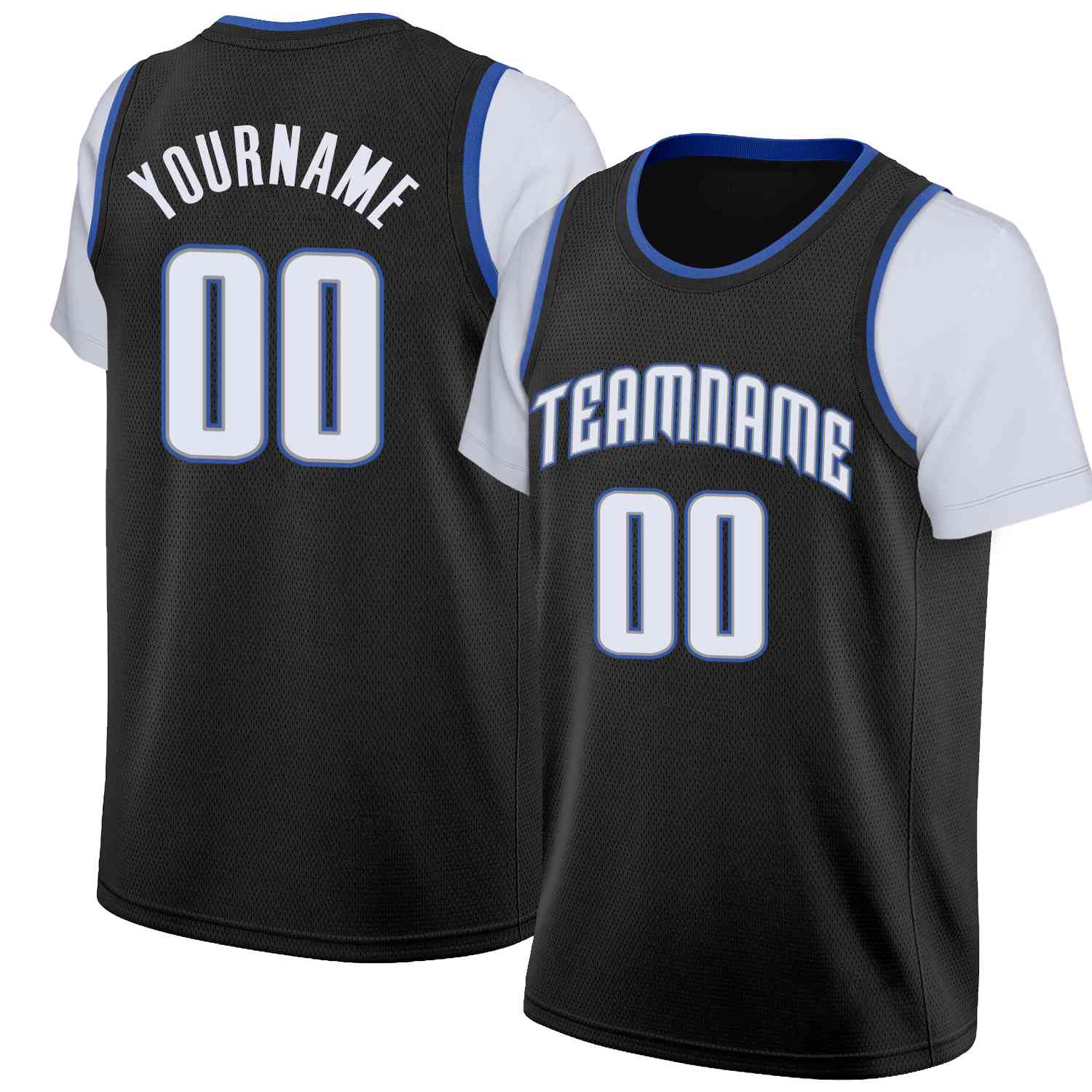 Custom Black White-Gray Classic Tops Casual Fake Sleeve Basketball Jersey