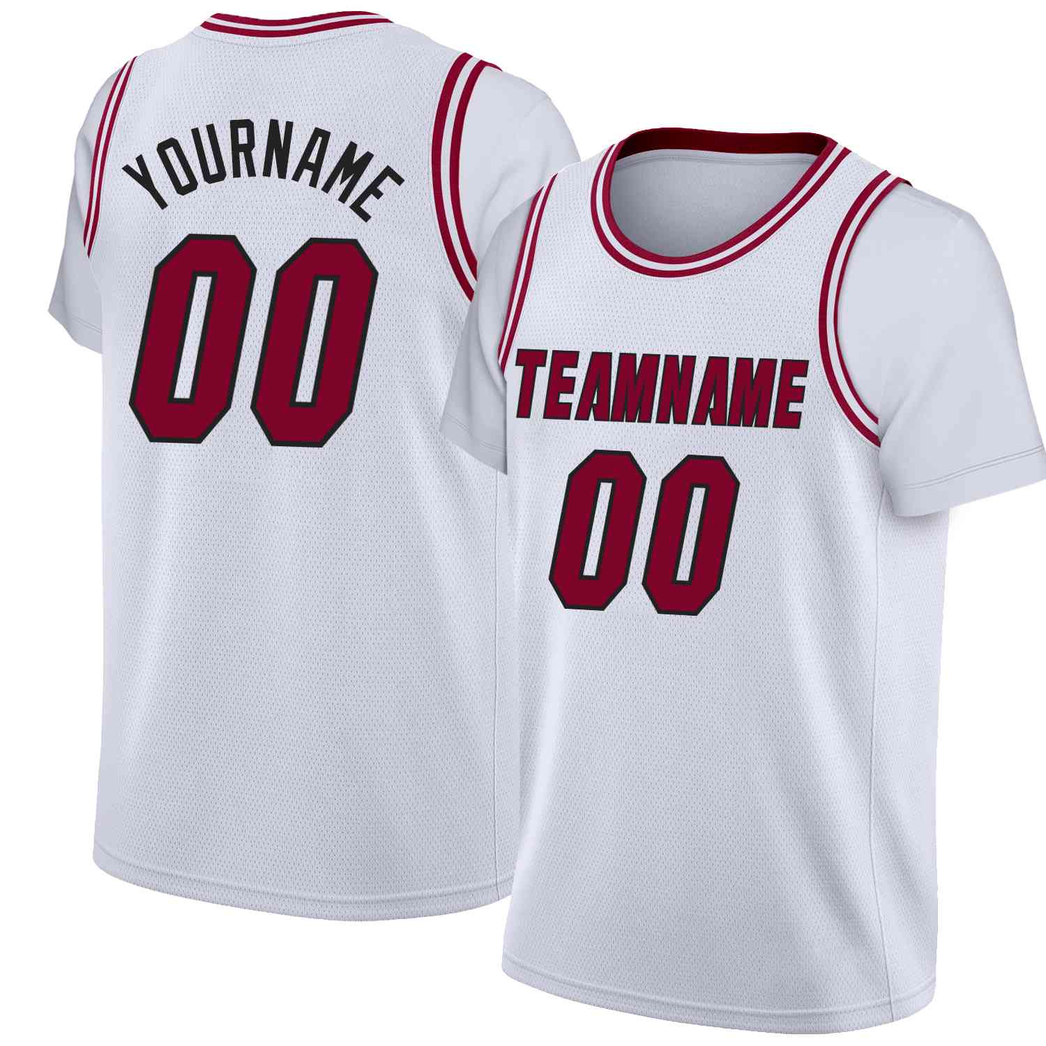 Custom White Maroon-Black Classic Tops Casual Fake Sleeve Basketball Jersey