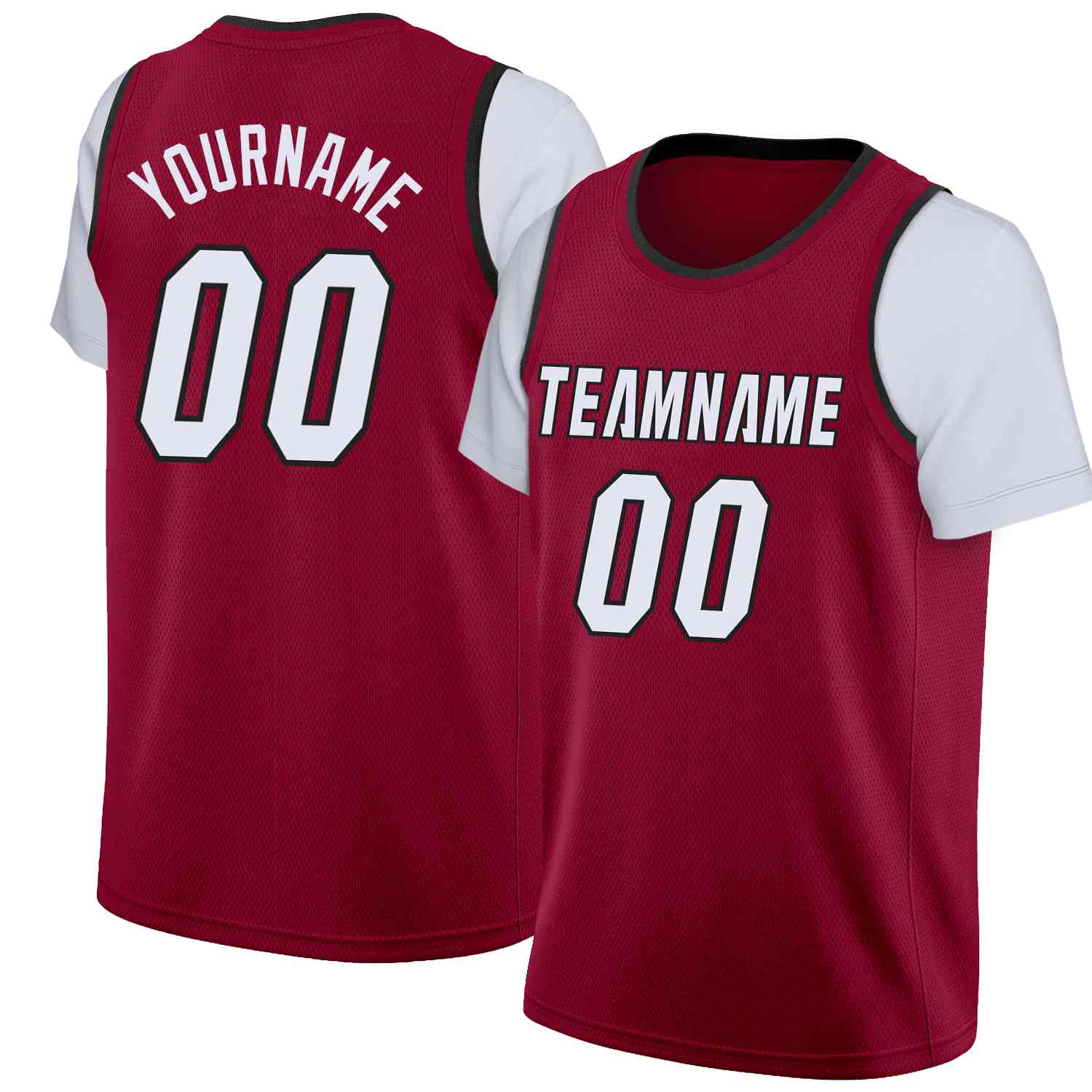 Maillot de basket-ball personnalisé à fausses manches, haut classique marron blanc-noir personnalisé