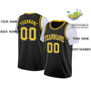 Custom Black Yellow-Black Classic Tops Casual Fake Sleeve Basketball Jersey