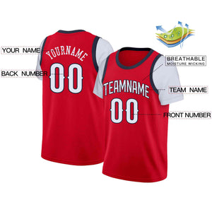 Maillot de basket-ball à fausses manches, haut classique personnalisé rouge blanc-marine, décontracté