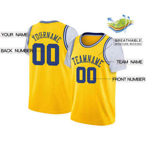 Custom Yellow Blue Classic Tops Casual Fake Sleeve Basketball Jersey