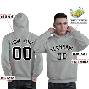 Custom Gray Black-White Classic Style Personalized Sport Pullover Hoodie