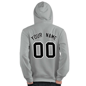 Custom Gray Black-White Classic Style Personalized Sport Pullover Hoodie