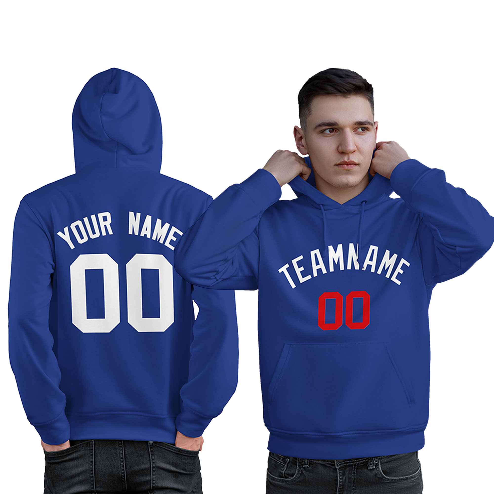 Custom Royal White-Red Classic Style Personalized Sport Pullover Hoodie