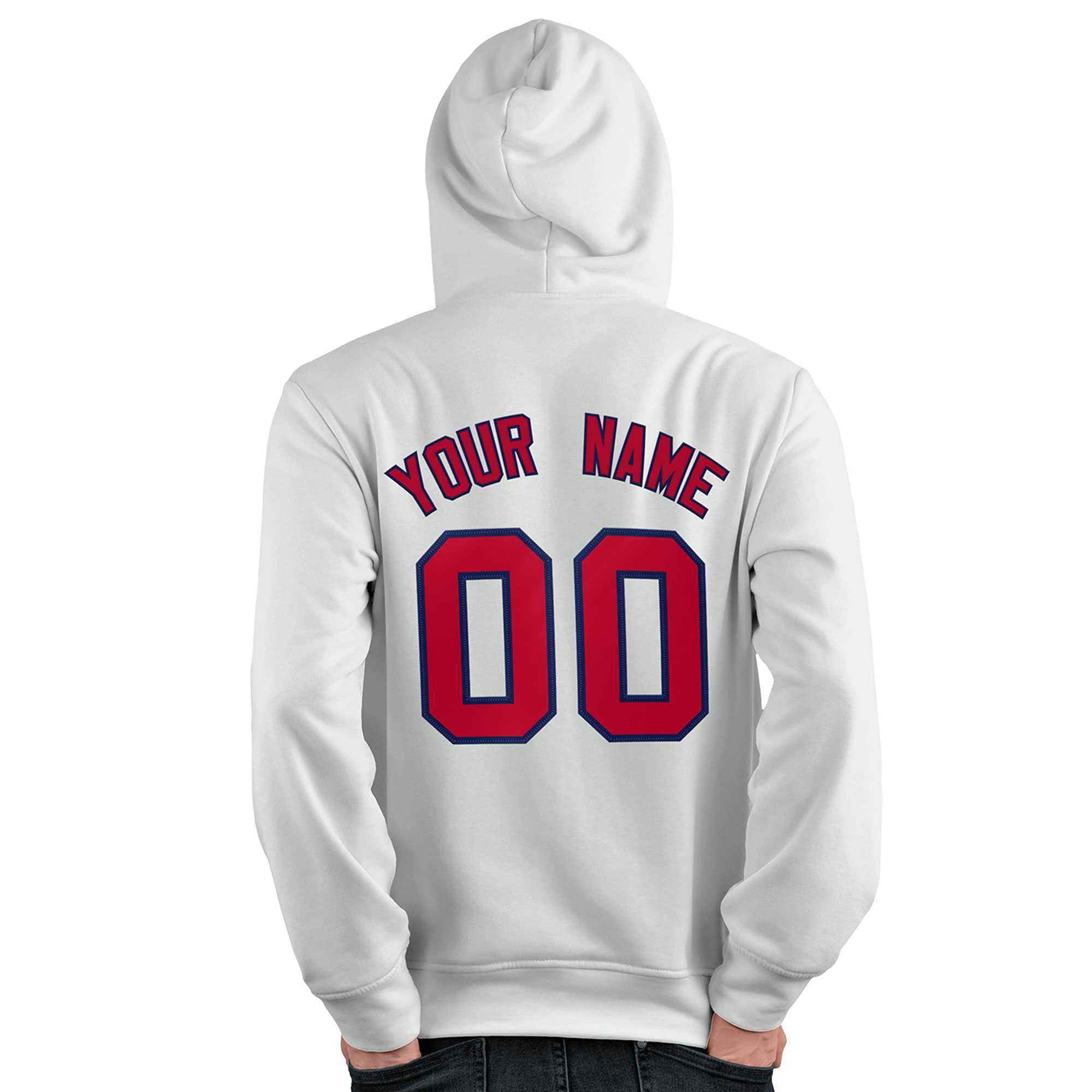 Custom White Red-Navy Classic Style Personalized Sport Pullover Hoodie