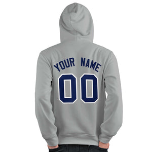 Custom Gray Light Blue-Navy Classic Style Personalized Sport Pullover Hoodie