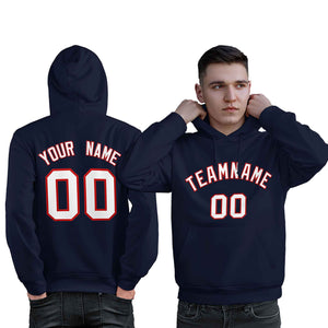 Custom Navy Red-White Classic Style Personalized Sport Pullover Hoodie