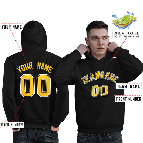 Custom Black Gold-White Classic Style Personalized Sport Pullover Hoodie