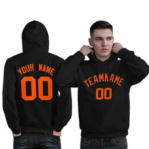 Custom Black Orange Classic Style Personalized Sport Pullover Hoodie