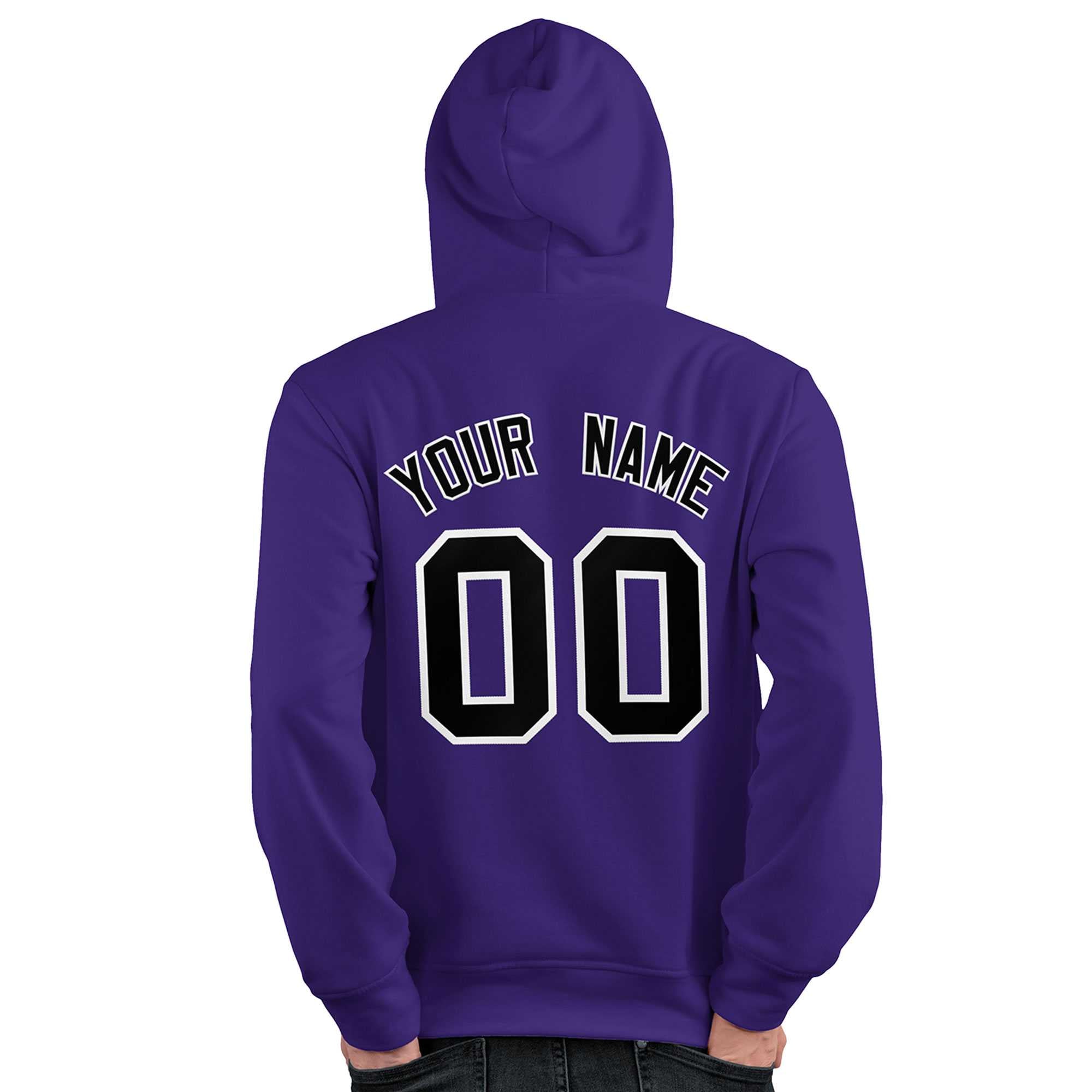 Custom Purple Black-White Classic Style Personalized Sport Pullover Hoodie