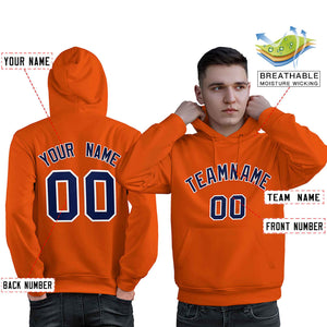 Custom Orange Royal-White Classic Style Personalized Sport Pullover Hoodie