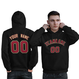 Custom Black Old Gold-Cardinal Classic Style Personalized Sport Pullover Hoodie