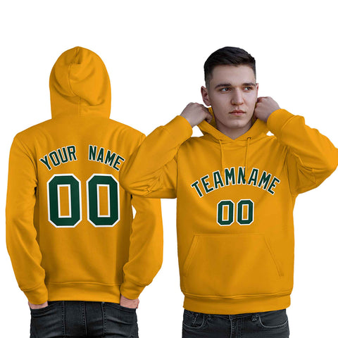 Custom Gold Kelly Green-White Classic Style Personalized Sport Pullover Hoodie