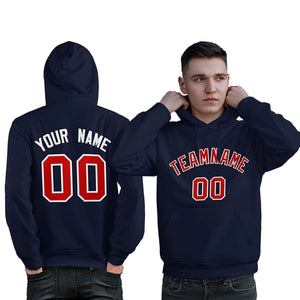 Custom Navy Red-White Classic Style Personalized Sport Pullover Hoodie