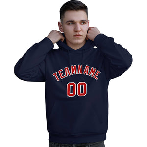 Custom Navy Red-White Classic Style Personalized Sport Pullover Hoodie