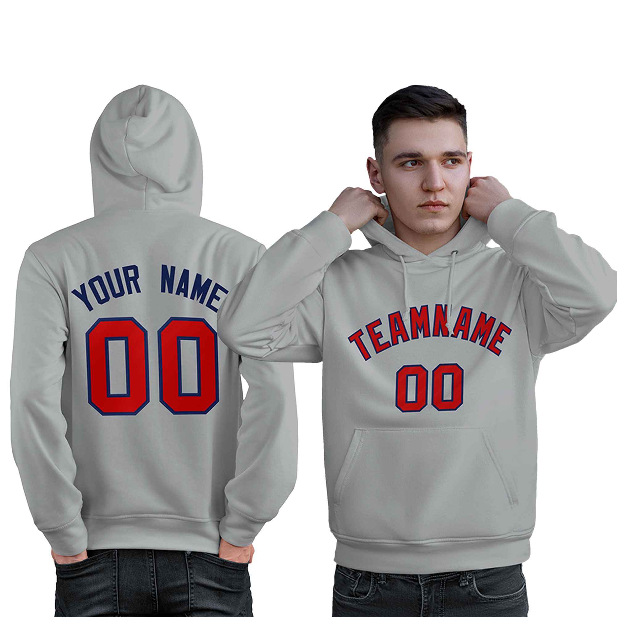 Custom Gray Red-Royal Classic Style Personalized Sport Pullover Hoodie