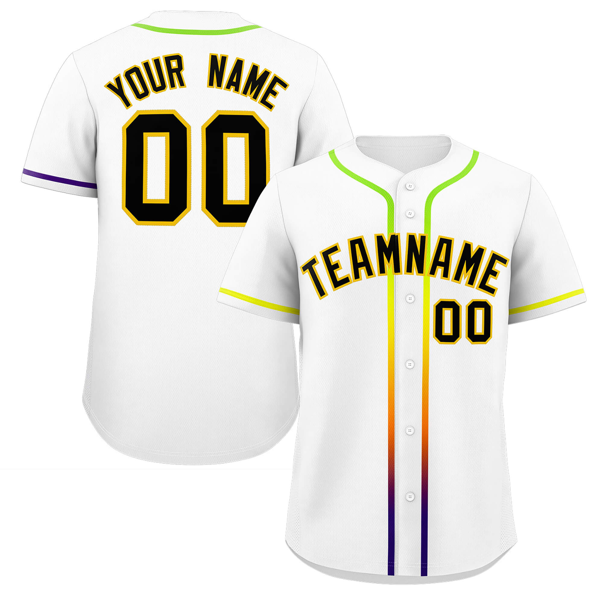 Custom White Black Personalized Gradient Ribbed Design Authentic Baseball Jersey