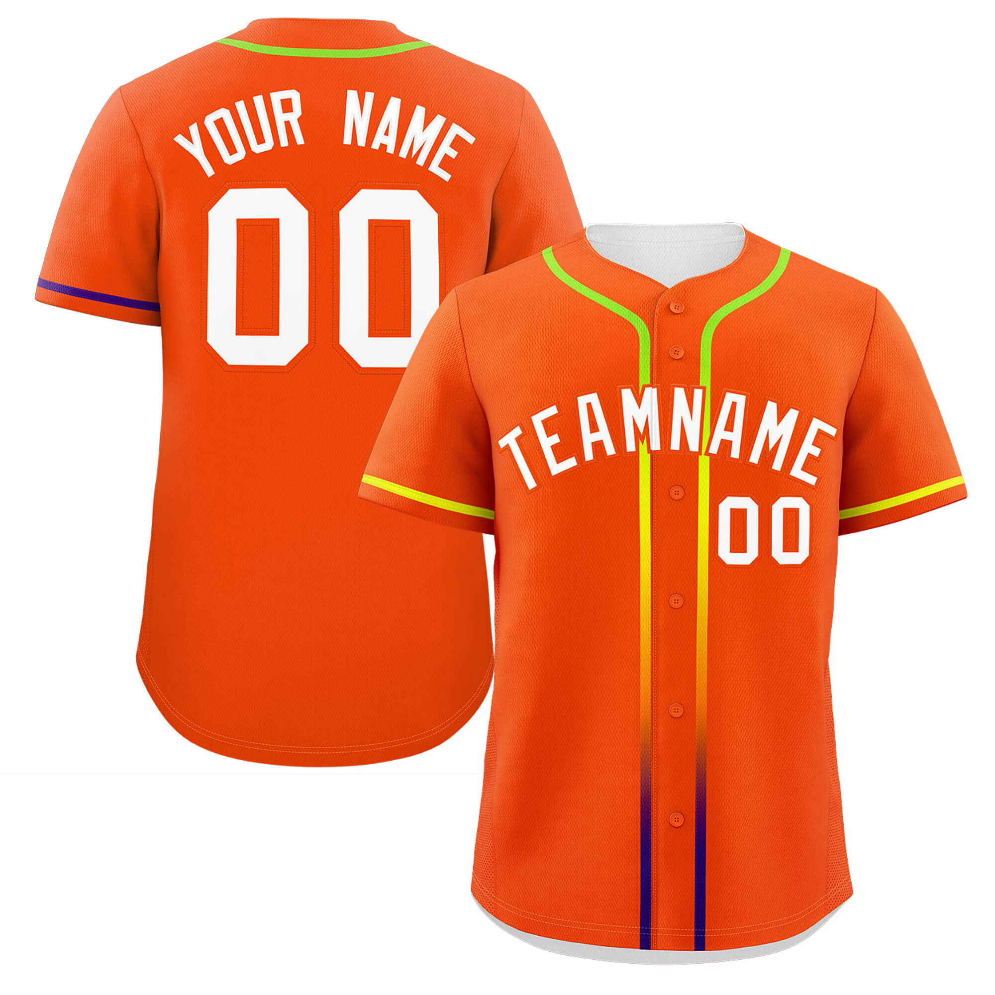 Custom Orange White Personalized Gradient Ribbed Design Authentic Baseball Jersey