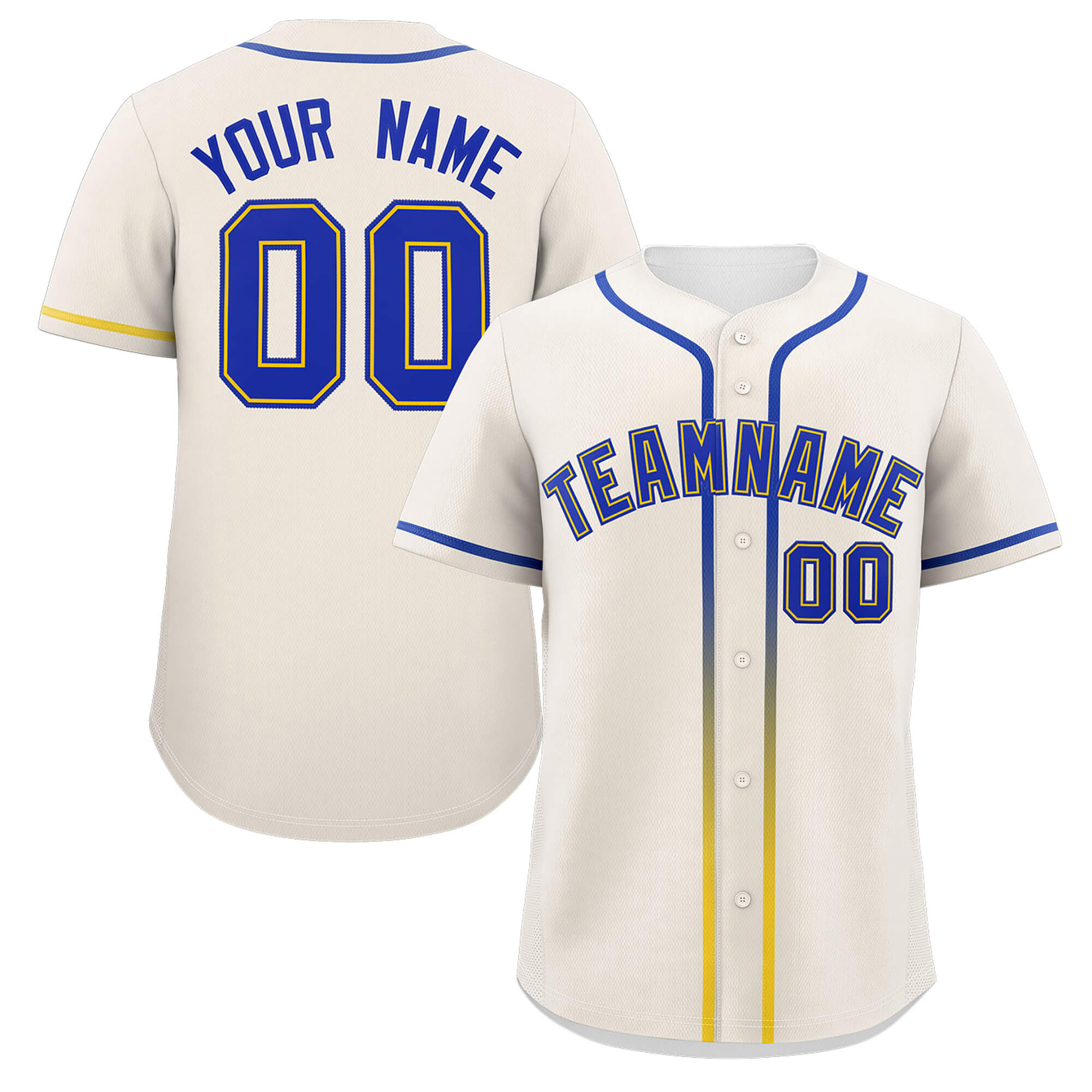 Custom Cream Royal Personalized Gradient Ribbed Design Authentic Baseball Jersey