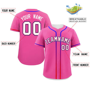 Custom Pink White Personalized Gradient Ribbed Design Authentic Baseball Jersey