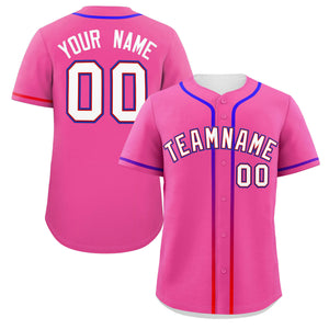 Custom Pink White Personalized Gradient Ribbed Design Authentic Baseball Jersey