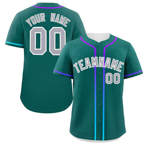 Custom Aqua Light Gray Personalized Gradient Ribbed Design Authentic Baseball Jersey