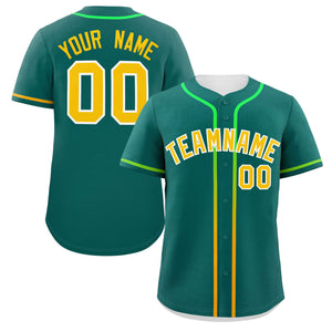 Custom Aqua Gold Personalized Gradient Ribbed Design Authentic Baseball Jersey