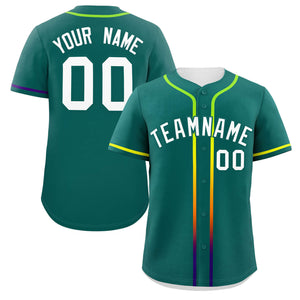 Custom Aqua White Personalized Gradient Ribbed Design Authentic Baseball Jersey