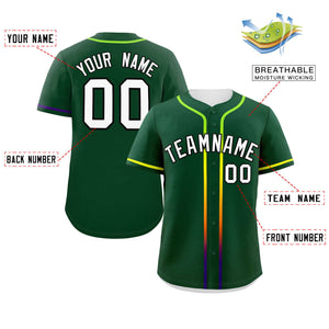 Custom Green White Personalized Gradient Ribbed Design Authentic Baseball Jersey