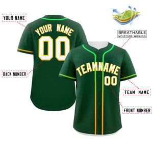 Custom Green White Personalized Gradient Ribbed Design Authentic Baseball Jersey