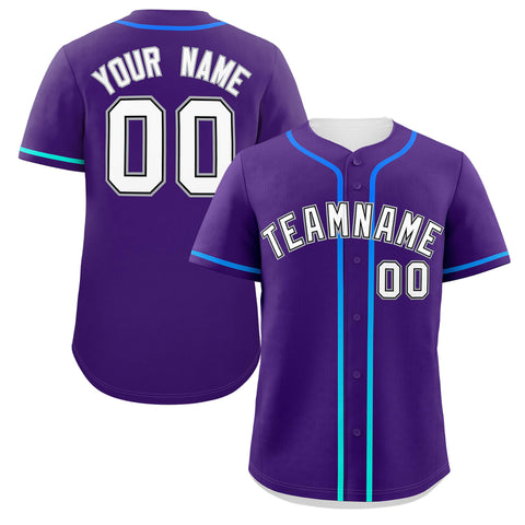 Custom Purple White Personalized Gradient Ribbed Design Authentic Baseball Jersey