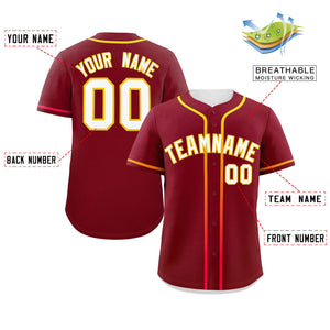 Custom Crimson White Personalized Gradient Ribbed Design Authentic Baseball Jersey