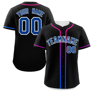 Custom Black Royal Personalized Gradient Ribbed Design Authentic Baseball Jersey