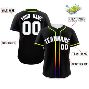 Custom Black White Personalized Gradient Ribbed Design Authentic Baseball Jersey