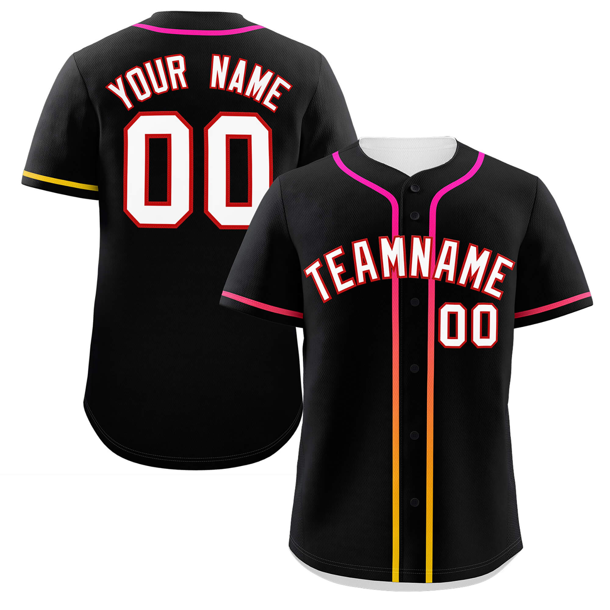 Custom Black White Personalized Gradient Ribbed Design Authentic Baseball Jersey