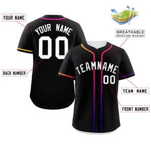 Custom Black White Personalized Gradient Ribbed Design Authentic Baseball Jersey