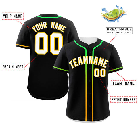Custom Black White Personalized Gradient Ribbed Design Authentic Baseball Jersey