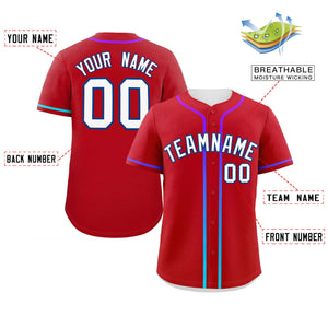 Custom Red White Personalized Gradient Ribbed Design Authentic Baseball Jersey