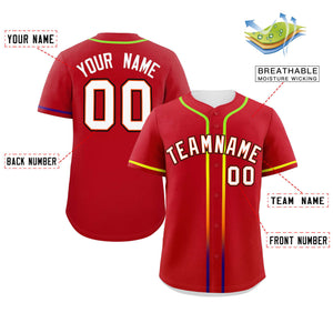 Custom Red White Personalized Gradient Ribbed Design Authentic Baseball Jersey