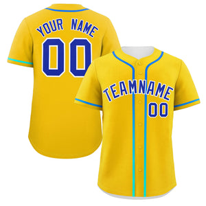 Custom Gold Royal Personalized Gradient Ribbed Design Authentic Baseball Jersey