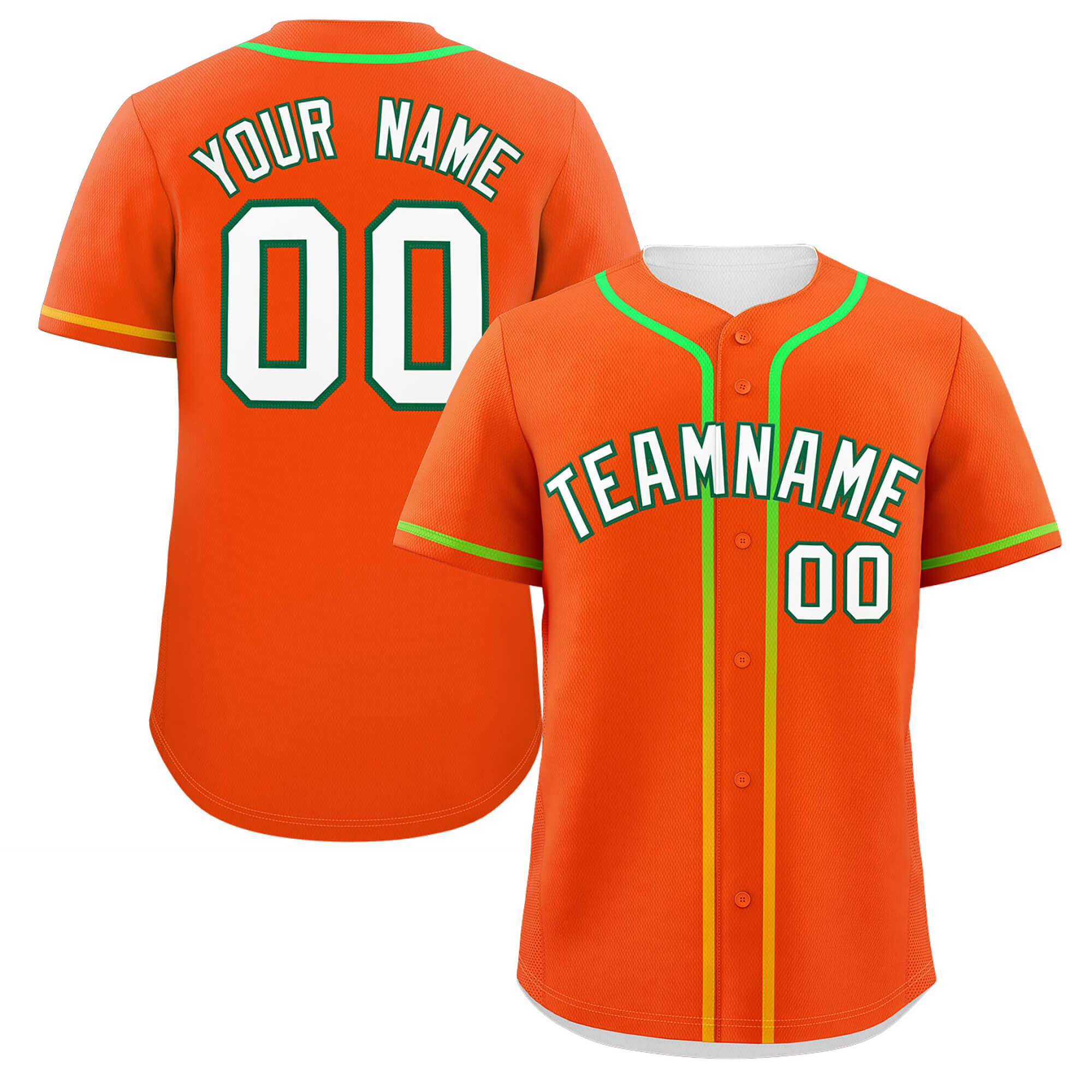 Custom Orange White Personalized Gradient Ribbed Design Authentic Baseball Jersey