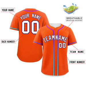 Custom Orange White Personalized Gradient Ribbed Design Authentic Baseball Jersey