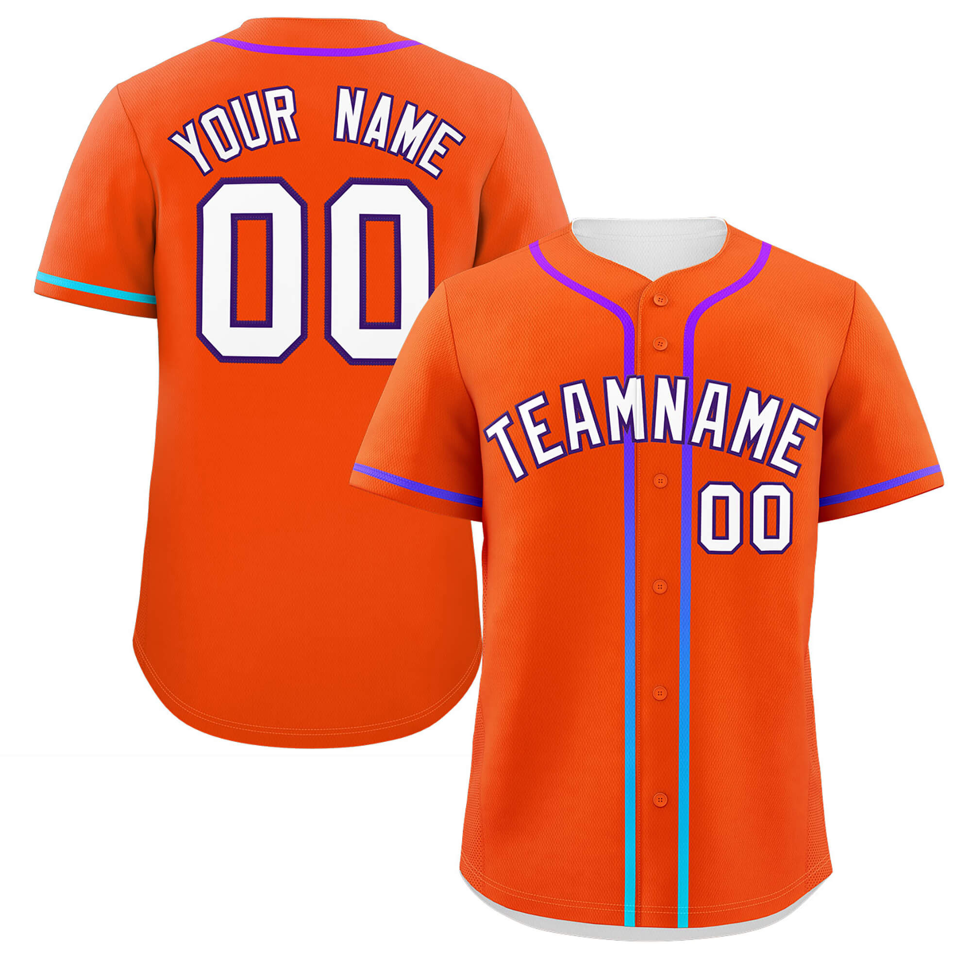 Custom Orange White Personalized Gradient Ribbed Design Authentic Baseball Jersey