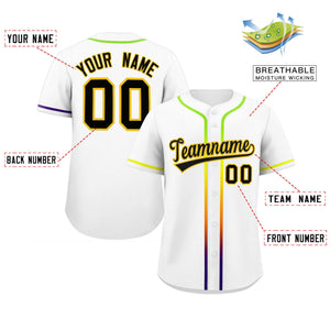 Custom White Black Personalized Gradient Ribbed Design Authentic Baseball Jersey