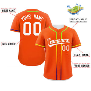 Custom Orange White Personalized Gradient Ribbed Design Authentic Baseball Jersey