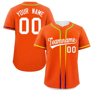 Custom Orange White Personalized Gradient Ribbed Design Authentic Baseball Jersey