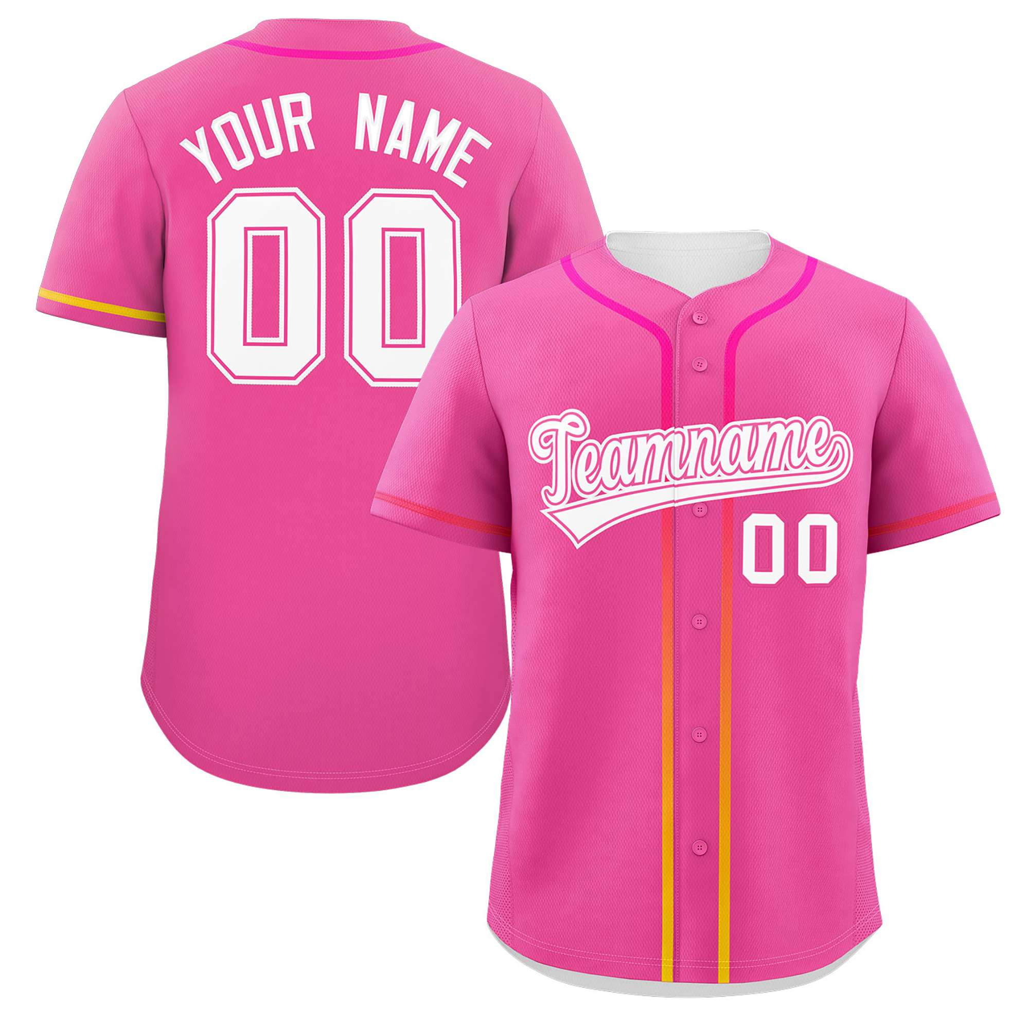 Custom Pink White Personalized Gradient Ribbed Design Authentic Baseba ...