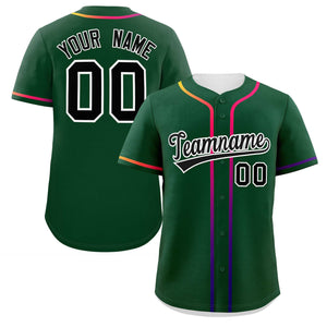 Custom Green Black Personalized Gradient Ribbed Design Authentic Baseball Jersey